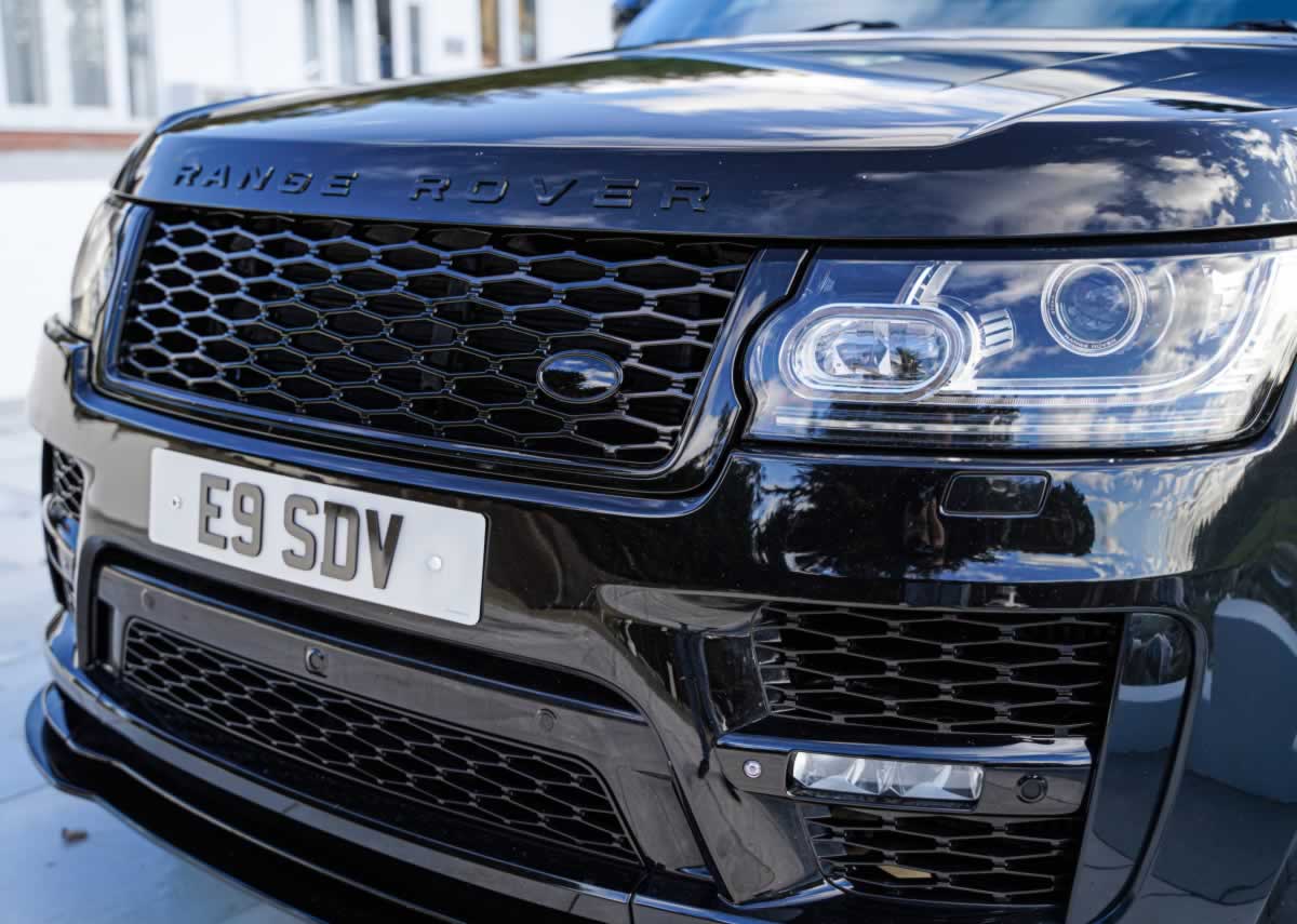 Black Range Rover front closeup