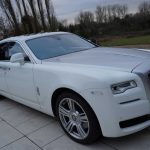 White Rolls-Royce Ghost II 3/4 with satin bonnet