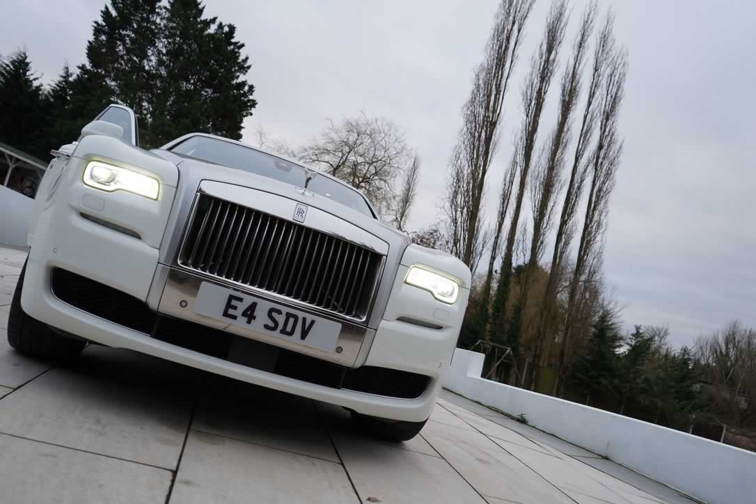 White Rolls-Royce Ghost II front angled view