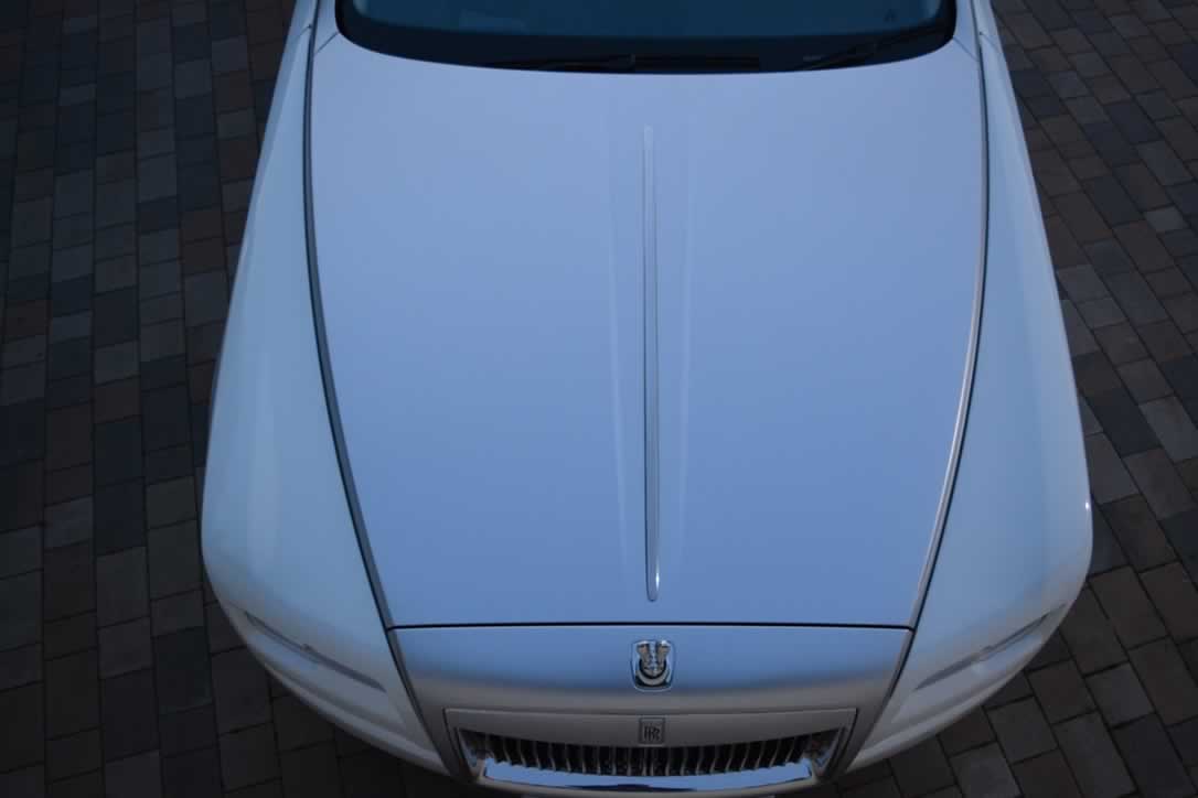 White Rolls-Royce Ghost II satin bonnet from above