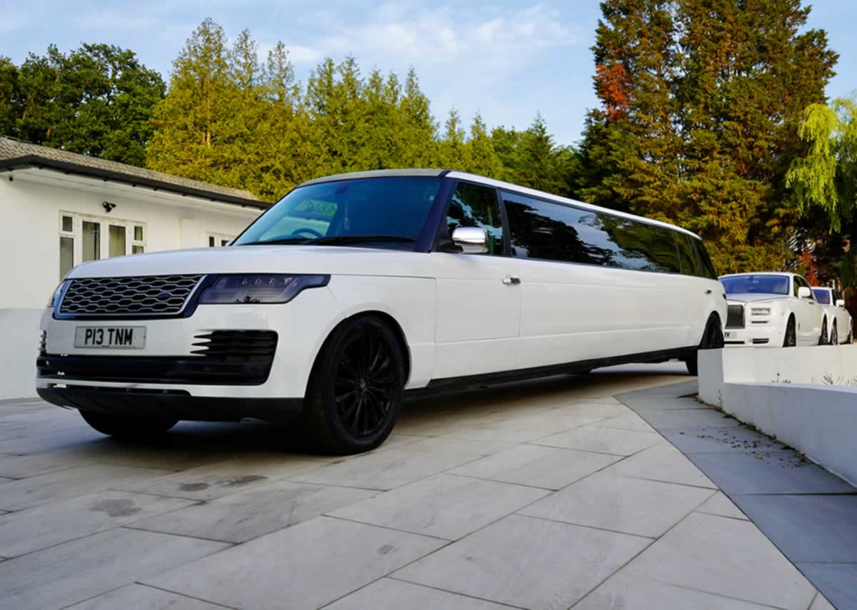 RAnge Rover limo angled front view