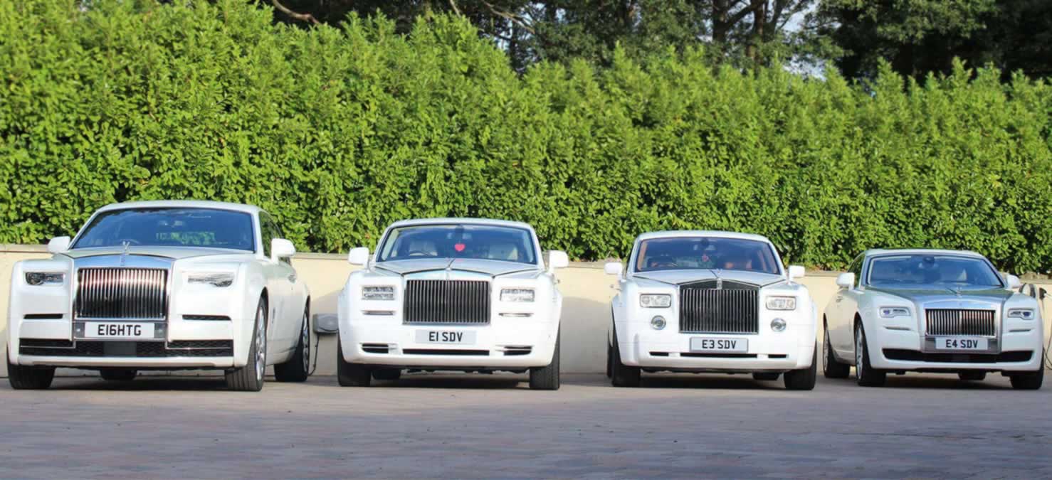 Rolls-Roye Phantoms lined up versus the Ghost far right