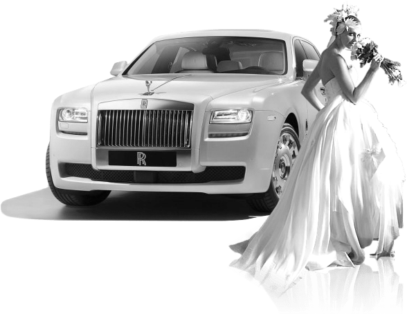 Bride and Rolls-Royce wedding car